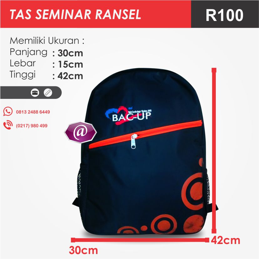 ukuran tas seminar ransel R100 pesan tas seminar jakarta