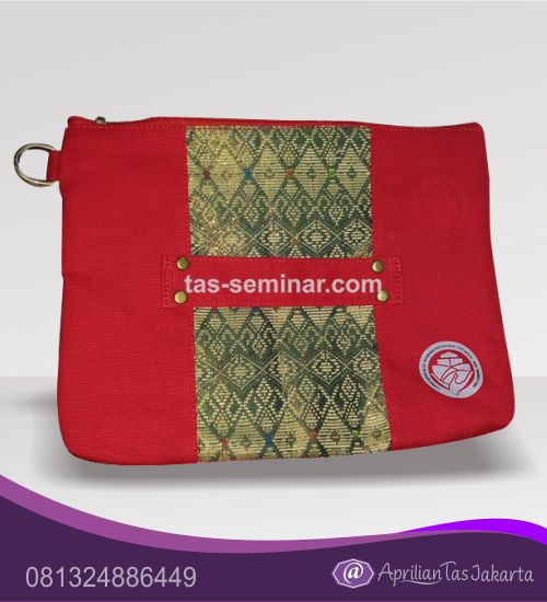 tas seminar, tas diklat, tas pelatihan Tas Seminar Pouch Merah Kombinasi Batik